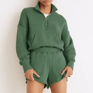 MADEWELL airterry quarter zip supercrop sweatshirt